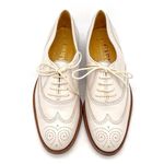 Gravati Garys Ivory White Leather Wingtip Oxford Shoes Size 7.5 Italian Brogues Photo 6
