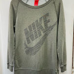 Nike boat neck army green sweatshirt women's extra small oversized Photo 0