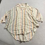 Anthropologie Akemi Kin XS/S Striped Embroidered Tunic Shirt Button Women Beach Photo 0