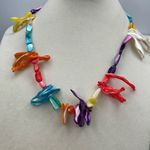 Vintage dyed Mother of Pearl necklace beach tropical cruise party. Pink Photo 1