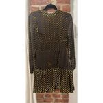 Women’s Chris By Christopher Bu Velvet Silk Polka dot Cocktail Formal Dress Black Size L Photo 4