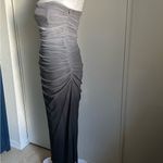 ZARA Strapless Gray to Black Ombre Formal Special Occasion Ruched Maxi Dress Photo 2