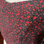 ZARA Red Floral Cropped Peasant Top Puff Sleeve Sweetheart Neck Blouse Large Photo 5