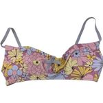 Aerie Bandeau Cut Out Bikini Top Dainty Bow Floral Retro Purple Pink Size S Photo 0
