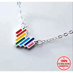 Boutique NEW Rainbow Heart 925 Sterling Silver Necklace, 16-18”‎ Photo 13