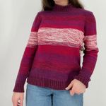 vintage y2k boho sunset sky striped mockneck sweater purple pink white size M Size M Photo 4