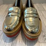 ALDO Gold Metallic Pointed Platform Loafers Size 6M Shiny Glitter Photo 1