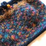 Handmade Unique Purse Handbag Multicolored Beaded Closure Wool Blend Photo 3