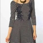 Free People  Ponte Navy Blue Nautical Knotty Jersey Knit Striped Dress Size XS Photo 0