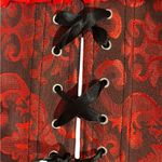 NWT Coeur de Vague Red/Black Brocade Strapless Lace Up Corset US 18/XL Red Photo 8