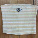 Hollister  Yellow White Striped Bumble Bee Reversible Tube Crop Top Summer Boho  Photo 4