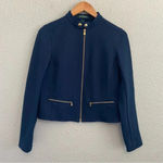 Ralph Lauren  Blue Ponte Zip Front Size 4 Tailored‎ Style Jacket Photo 0