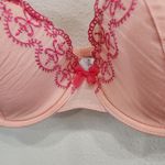 Calypso St. Barth  Bra Balconette Lace Bow Lightly Padded Lined Peach Size 36C Photo 2