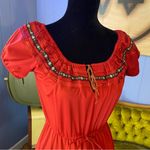 Vintage 70s Hippie Boho Midi Peasant Dress With Floral Trim Photo 3