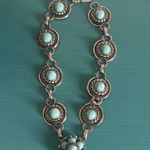 Vintage Faux Turquoise Cabochon Silver Tone Link Southwestern Choker Necklace Blue Photo 7