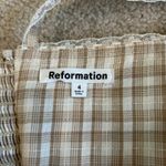 Reformation  Nadine Top Brown Plaid Smocked Square Neck Corset Style Size 4 Photo 5