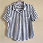 L. L. Bean classic white blue striped organic cotton button down boxy shirt M​​ Size M Photo 1