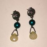 Elegant Silver Tone Yellow and Teal Beaded Boho Earrings Photo 3