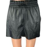 ZARA Women's Black Faux Vegan Leather Pleated High Waist Paperbag Shorts Size M Photo 0