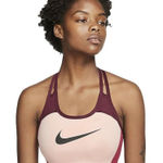 Nike Swoosh Logo Sports Bra Colorblock Cut Out Pink Maroon Purple Womens Medium Photo 0