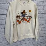Jerzees Vintage Crewneck Sweatshirt Size L Off White Fall Pumpkin Grandma Scare Photo 1