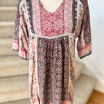 Sundance  Pink Ditsy Floral Crochet Lace Trim Mini Dress Photo 0