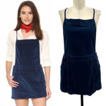 Free People  Corduroy Overall Mini‎ Dress Navy Blue Size 4 Photo 1