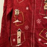 Croft & Barrow VTG  Size M Red and White Cardinal Snowflake Knit Full Zip Sweater Photo 5
