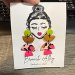 Branch Alley Pink Abstract Animal Print Handmade Dangle Earrings NWT Photo 1