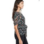 Jason Wu  Top Blouse Puff Sleeve Floral Tie Belted Chiffon Raw Edge Silk Size‎ 2 Photo 6