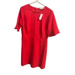 Loft Ann Taylor  Coral Sheath Ruffle Sleeve Midi Dress Sz 14 Career Church Modest Photo 3