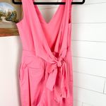 J.Crew Wrap Tie Jumpsuit in Stretch Poplin Size 2 Bright Coral Wide Leg Cropped Photo 5