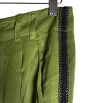 Anthropologie  Diandra Green Pleated Satin Side Stripe High Rise Jogger Pants 4 Photo 5