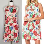 Everly  Boho Floral Sleeveless High-Neck Swing Dress, Sz Small Photo 1