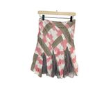 Armani Exchange 2 Pink Brown Watercolor Knee Length Skirt Pleat Hem Y2K Casual Photo 1