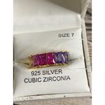Rachel Zoe NWT Sterling Silver Size 7 ICE Rainbow CZ Eternity Band Ring Vermeil Photo 4
