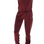 ALBION FIT Albion Jetsetter Jumpsuit Cap Sleeve Tie Waist Tapered Leg Zipper Hem Maroon M Photo 0