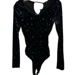 Wild Fable NEW Black Long Sleeve Velvet Celestial Stars Moons Sun Silver Metallic Small Photo 0