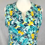 L.L.Bean  100% cotton aquamarine and yellow tropical dress size medium Photo 1