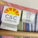 C&C California  Rainbow Stripe Linen Blouse Colorful Short Sleeve Top Size M Photo 3