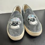 Soludos Velour slip on Pug Dog Floral Detail Sneakers Shoes Size 8 Grey Photo 4