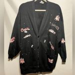 Jerzees Women's Black 50’s Themed Cozy Cardigan Photo 0