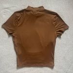 Moa Moa Women’s Mocha Brown Mock Neck Ruched Crop Top Sz Sm Photo 1