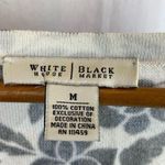 White House | Black Market Floral Knit Cropped Black & White Waist Belt Sweater Top M Photo 4
