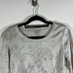 Lucky Brand Mosaic Paisley Print Pullover Sweater Size Small Chiffon Hem Gray Photo 1