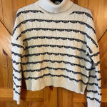 Joie  Women’s Cable Knit Cropped Turtleneck Sweater White Black Size XL (5462) Photo 0