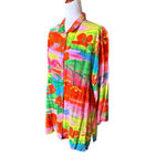 Jams World  VTG Button Down 3/4 Sleeve Tropical Floral Tunic Top XL Dreams Hawaii Photo 3