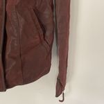 Free People  Size 6 Red Distressed Faux Suede Leather Modo Zip Jacket Photo 3