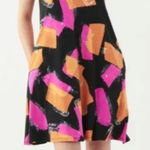 Joseph Ribkoff  Black Orange‎ Pink Geometric Sleeveless V-Neck Jersey Swing Dress Photo 0