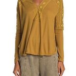 Free People  Lola Lace Trim V-neck Long Sleeve Oversized Tee Size XS Photo 1